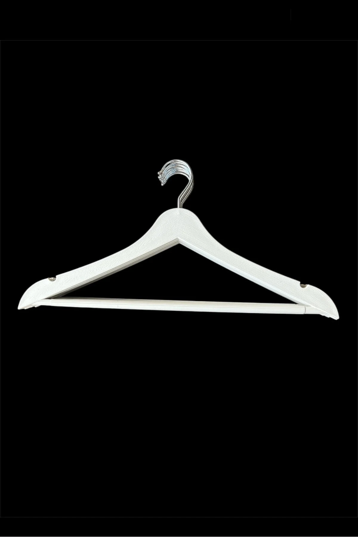 Ahşap Görünümlü Plastik Askı, Elbise Askısı, Kıyafet Askısı, 10 Adet, 44 Cm Beyaz