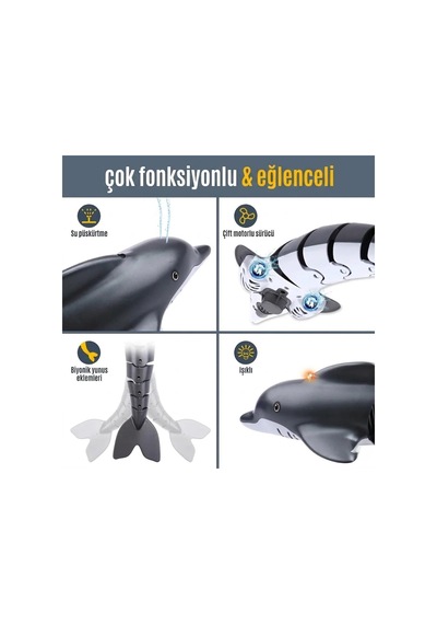 Uzaktan Kumandalı İnteraktif Yunus Balığı - Su Püskürtmeli Işıklı Ve Çift Motorlu Akrobatik Su Oyuncağı