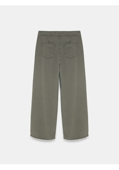 Dilvin 72319 Pileli Dökümlü Kumaş Pantolon-haki