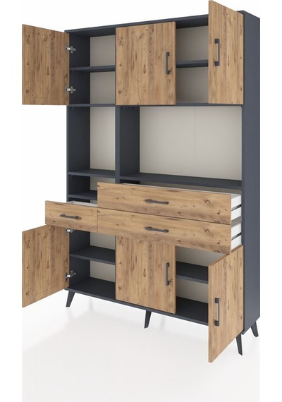 Arges Dolap 9 Raflı 3 Çekmeceli 6 Kapaklı 132x30x195 Antrasit-çam/çam Atlas Çam/atlas Çam Arges Dolap 9 Raflı 3 Çekmeceli 6 Kapaklı 132x30x195 Antrasit-çam/çam Atlas Çam/atlas Çam