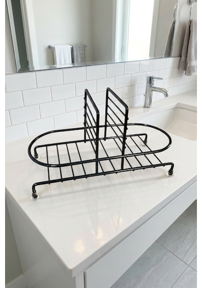 Makri Home Siyah Sıvı Sabunluk Standı Tezgah Üstü Banyo Mutfak Düzenleyici, Yuvarlak Organizer
