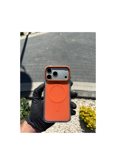 Metal Kamera Standlı Sert Mavi Şeffaf Kılıf Turuncu - 924133003 Turuncu