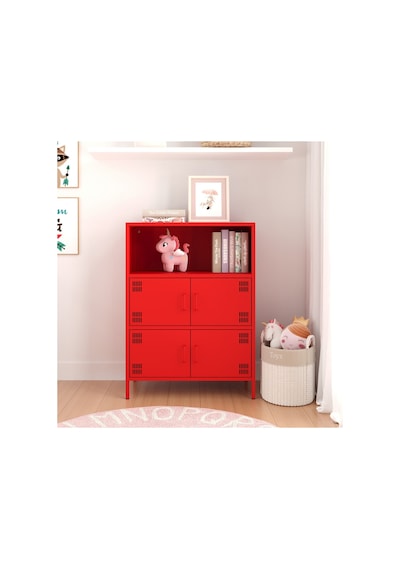 Pera Metal Çok Gözlü Dolap, 4 Kapaklı, Açık Raflı 80,50 X 40 X 109,50 Cm Ral 3020 Kırmızı Pera Metal Çok Gözlü Dolap, 4 Kapaklı, Açık Raflı 80,50 X 40 X 109,50 Cm Ral 3020 Kırmızı
