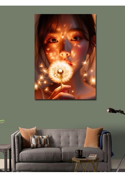 Kanvas Tablo Püf Çiçeği Ve Kadın 50cmx70cm