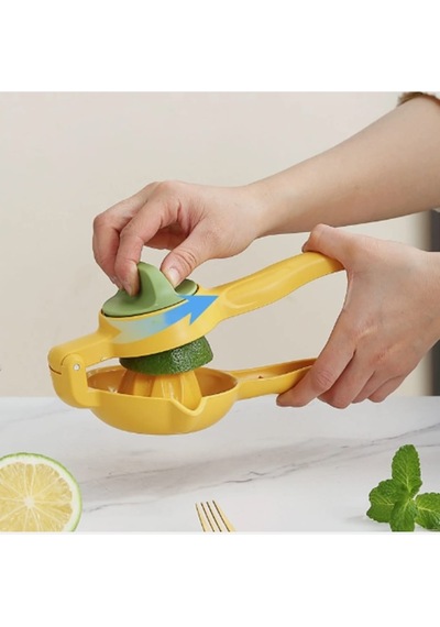Plastik Limon Sıkacağı Yeni Nesil Ayarlı Pratik Limon Narenciye Sıkacağı Sarı - Yeşil