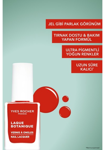 Yves Rocher Laque Botanique Ultra Parlak Renkli Vegan Oje - 31 Açık Kırmızı Tırnak Dostu & Vegan