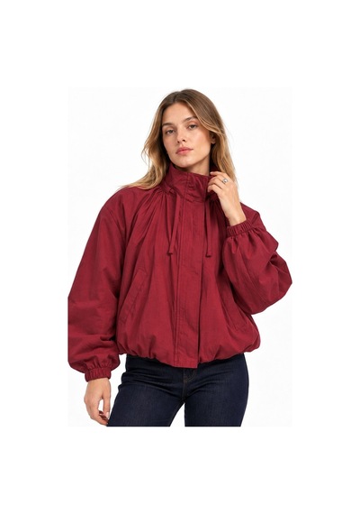 Hiccup Oversize Dik Yakalı Bomber Ceket Kiraz Kırmızısı