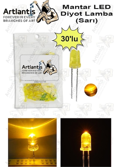Sarı Mantar Led Diyot Lamba 30 Lu 1 Paket Sarı 4.8 Mm Mini Mantar Led Lamba Deney Bilim Proje Arduino Işığı
