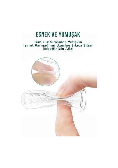 Mucit Home Slikon Parmak Bebek Diş Kaşıyıcı Ve Şeffaf Renk Yumuşak Fırça Kutulu Erkek Ve Kız Çocuk