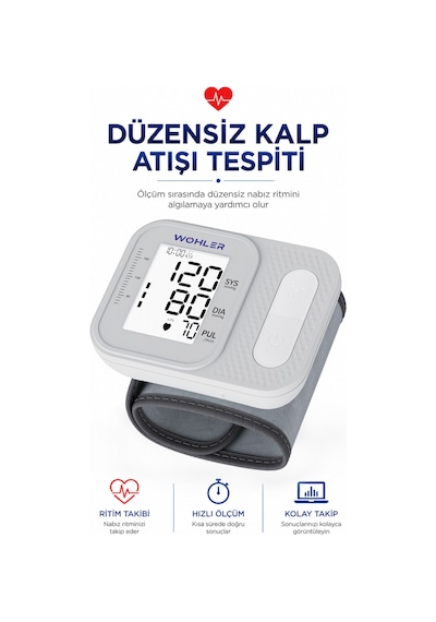 Wohler Bilekten Ölçer Dijital Tansiyon Aleti , Nabız Ölçer , 2 X 120 Ölçüm Hafıza , Saklama Kutulu