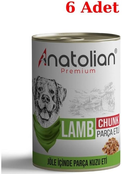 Anatolian Premium Adult Lamb Kuzu Parça Etli Yetişkin Köpek Konservesi 6 x 400 G