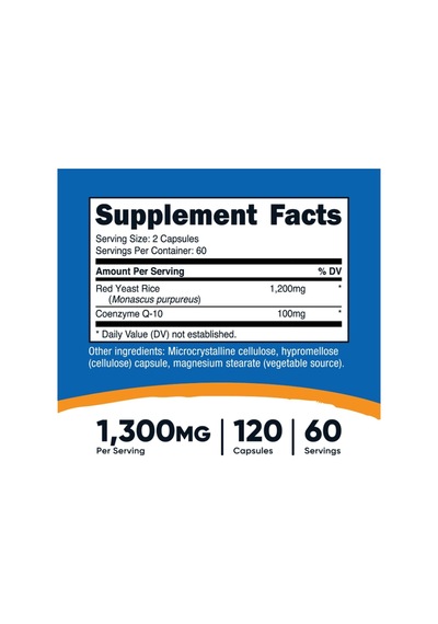Nutricost, Red Yeast Rice With Coq10, 1,300 Mg, 120 Capsules ...