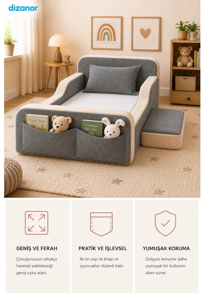 Dizanor Siyah Renk 140 X 200 Ölçü Maxi Nest Montessori Çocuk Karyola Yatak Seti Dizanor Siyah Renk 140 X 200 Ölçü Maxi Nest Montessori Çocuk Karyola Yatak Seti