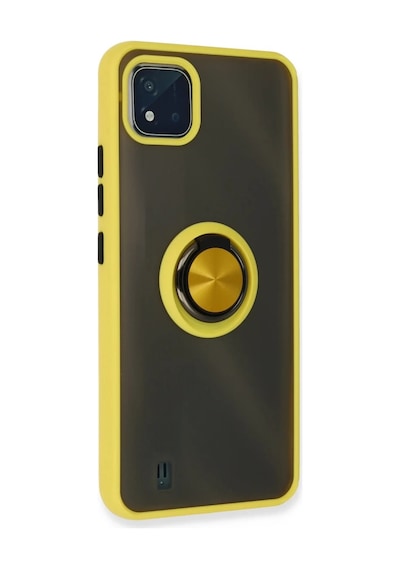 Realme C11 2021 Uyumlu Kılıf Montreal Yüzüklü Silikon Kapak - Sarı