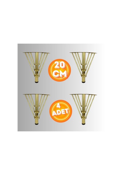 20 Cm Metal 3 Telli Koltuk Ayağı Mobilya Ayağı Ünite Ayağı Konsol Ayağı Puf Berjer Ayağı 4 Adet Gold