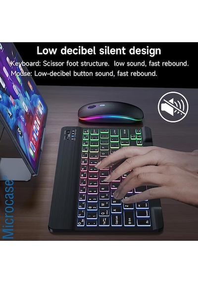 Rgb Tablet Ve Telefonlar İçin Türkçe Bluetooth Klavye Ve Mouse Set - Al7815 Su Yeşili Diğer
