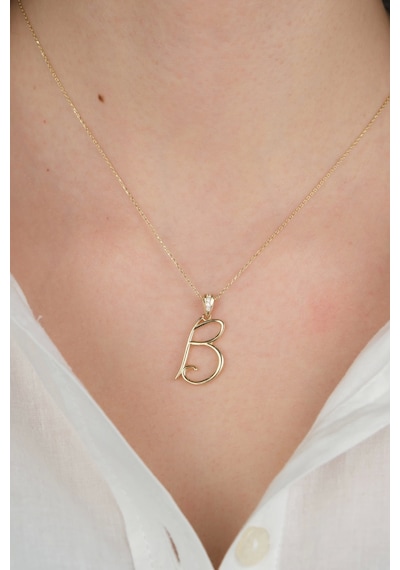 14 Ayar Altın B Harfli Kolye Ucu 433 Gold