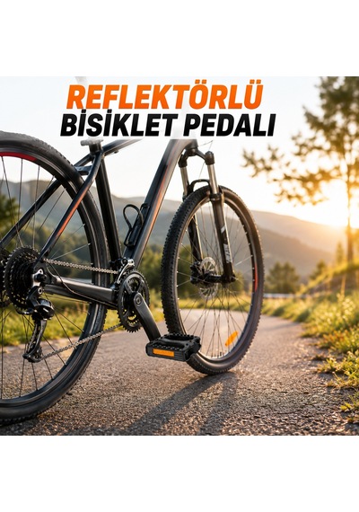 Reflektörlü Bisiklet Pedalı 2'li Set Dayanıklı Kaymaz Pedal