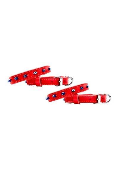 Hakiki Deri Kedi ve Köpek Tasması Kırmızı 38CM X 1.5CM 2 Adet