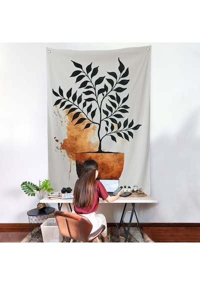 Dekoratif Minimal Bitki Duvar Örtüsü-7651