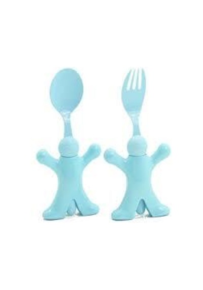 Bebek Figürlü Çocuk Mama Kaşık Çatal Seti Renkli Plastik Set Asor Çok Renkli