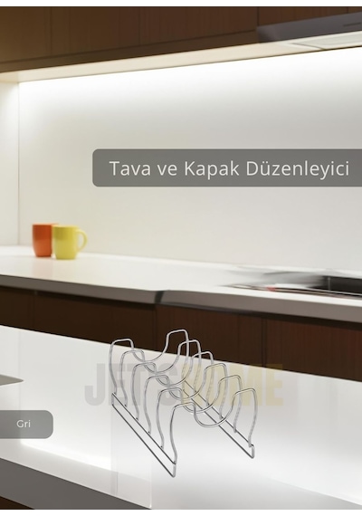 Tava Kapak Düzenleyici Paslanmaz 5 Bölmeli Tabaklık Gri