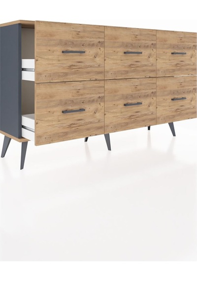 Arges Konsol 6 Çekmeceli 132x30x83 Antrasit-çam/çam Çam/çam Arges Konsol 6 Çekmeceli 132x30x83 Antrasit-çam/çam Çam/çam