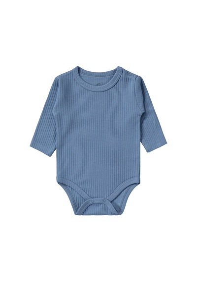 Minidamla Baby Minidamla Uzun Kol Basic 3'lü Set 1-18 Ay Çıtçıtlı Badi - Mavi Koyu Mavi