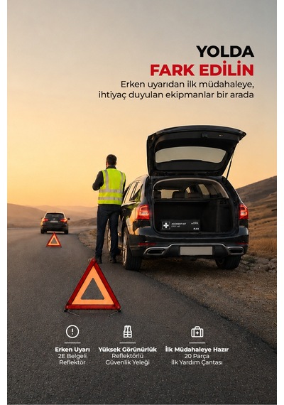 Araç Acil Durum Ve Kaza Seti 20 Parça İlk Yardım