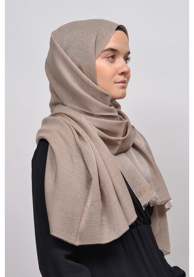 Altobeh Kadın Düz Renk Pırıltı Simli Tesettür Shawl Parlak Abiye Şal - Toprak