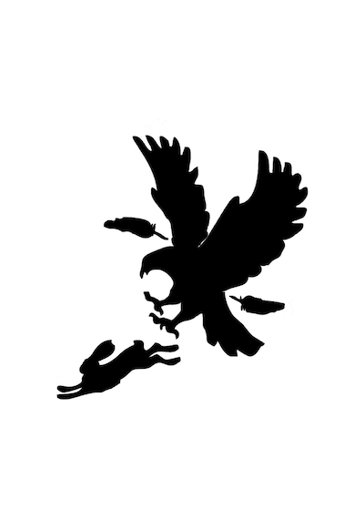 Tavşanı Yakalamaya Çalışan Kartal Etiket Sticker 18Cm
