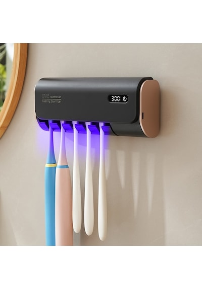 Mioji UV5F Pro 2600mah Şarj Edilebilir Uv Sterilizatörü Diş Fırçası Tutucusu Siyah Siyah