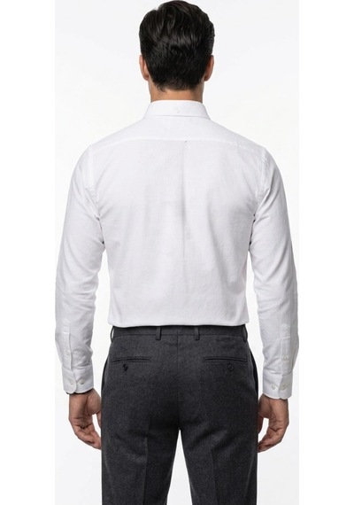 UKİ Uki Beyaz Düğmeli Yaka Comfort Fit Şamre Gömlek