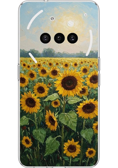 Nothing Phone 3a Uyumlu Ay Çiçeği Sulu Boya Baskılı Silikon Kılıf Renkli