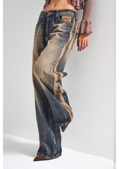 Itsbasic Kadın T.kot Rengi 35w5-85 Straight Baggy Fit Bol Kesim Tasarım Denim Jean