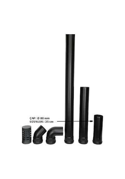 25 Cm Uzunluk Elektrikli Tam Otomatik Pelet Sobalara Uygun Pelet Soba Baca Borusu ( Çapı 80 mm)