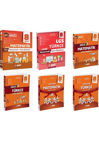 Gizli 2025 8. Sınıf Lgs Matematik + Türkçe Alıştırmalı + Usta İşi Soru + Gizli Kuşak Seti 6 Kitap Güncel Müfredat