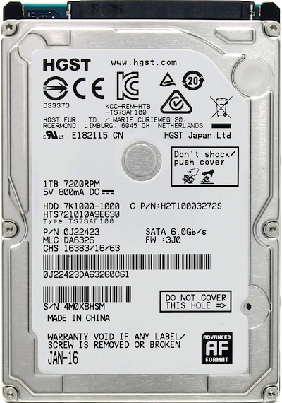HGST Travelstar 7K1000 HTS721010A9E630 2.5" 1 TB 7200 RPM SATA 3 HDD