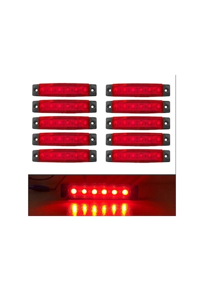 Parmak Led 12-24 Volt Çalışma Özelliği Su Geçirmez 10 Adet Kırmı