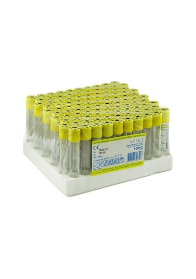 Vakumlu Kan Alma Tüpü Sarı Kapak 8.5 Ml 16x100 Mm 100 Adet