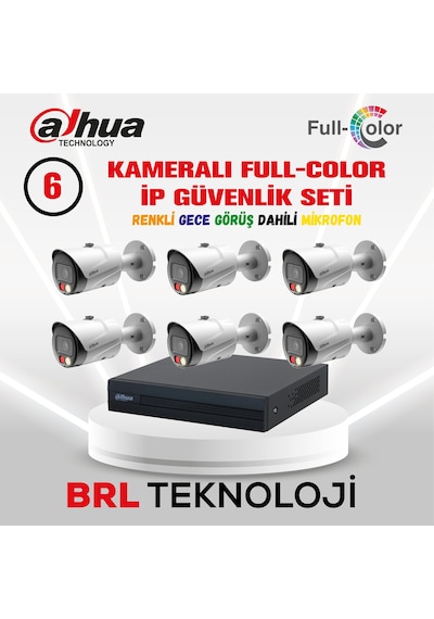 Dahua 6 Kameralı Full Color İp Güvenlik Kamera Seti