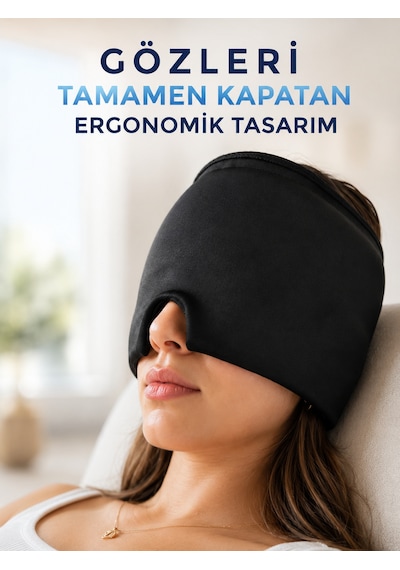 Soğuk & Sıcak Kompres Özellikli Jel Başlık Ergonomik Rahatlama Maskesi Düz Renkli