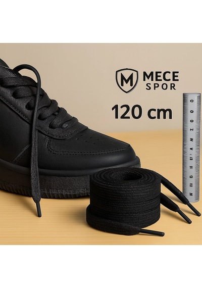 Mece Spor Spor Ayakkabı Bağcığı 120 Cm - 1 Çift Krampon Halı Saha Sneakers Uyumlu Siyah