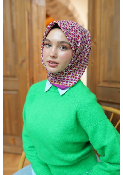 Silk Home Olinda Eşarp 48005-15 Fuşya, Asit, Yeşil, Çingene Pembe