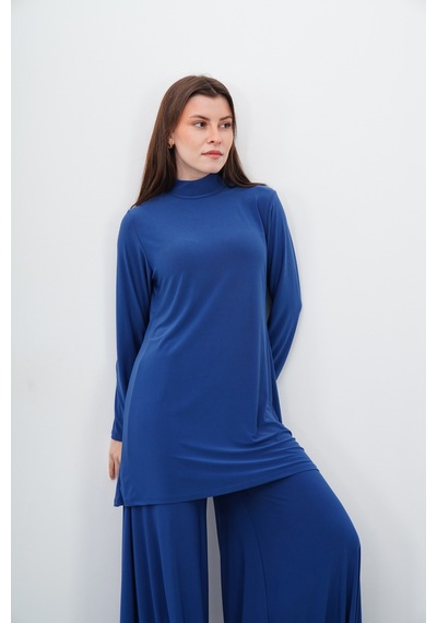 Penyebizden Dik Yaka Sandy Tunik-indigo Mavi