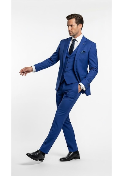 Erkek 3 Parça Slim Fit Takım Elbise Klasik Likralı Kumaş, Tek Düğme, Çift Yırtmaçlı Modern Kesim Ceket Yelek Pantolon Saks Erkek 3 Parça Slim Fit Takım Elbise Klasik Likralı Kumaş, Tek Düğme, Çift Yırtmaçlı Modern Kesim Ceket Yelek Pantolon Saks