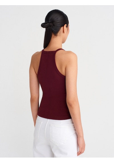 Dilvin 21106 Düğme Detaylı Askılı Atlet-bordo Bordo