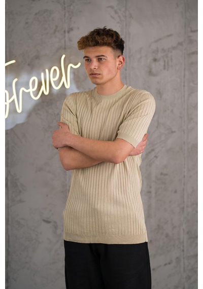 Slimfit Likralı Sıfır Yaka Erkek Triko T-shirt 001