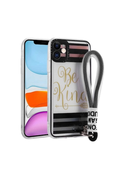Apple Uyumlu iPhone 11 Kılıf Desenli El Askılı İpli Zore Astana Silikon Kapak Be Kind