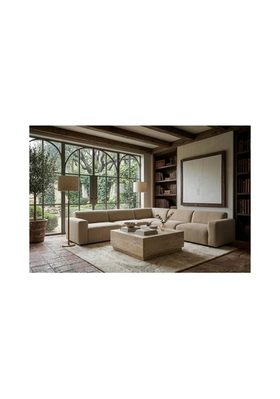 Modern Aura Traverten Desenli Kare Orta Sehpa 90x90 Cm Krem Kurulum Gerektirmez Krem Krem